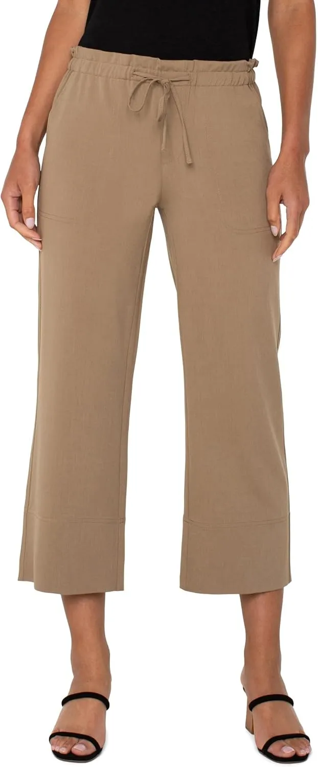 Liverpool Women's Pull on Tie Waist Wide Leg Ankle Pant 26"