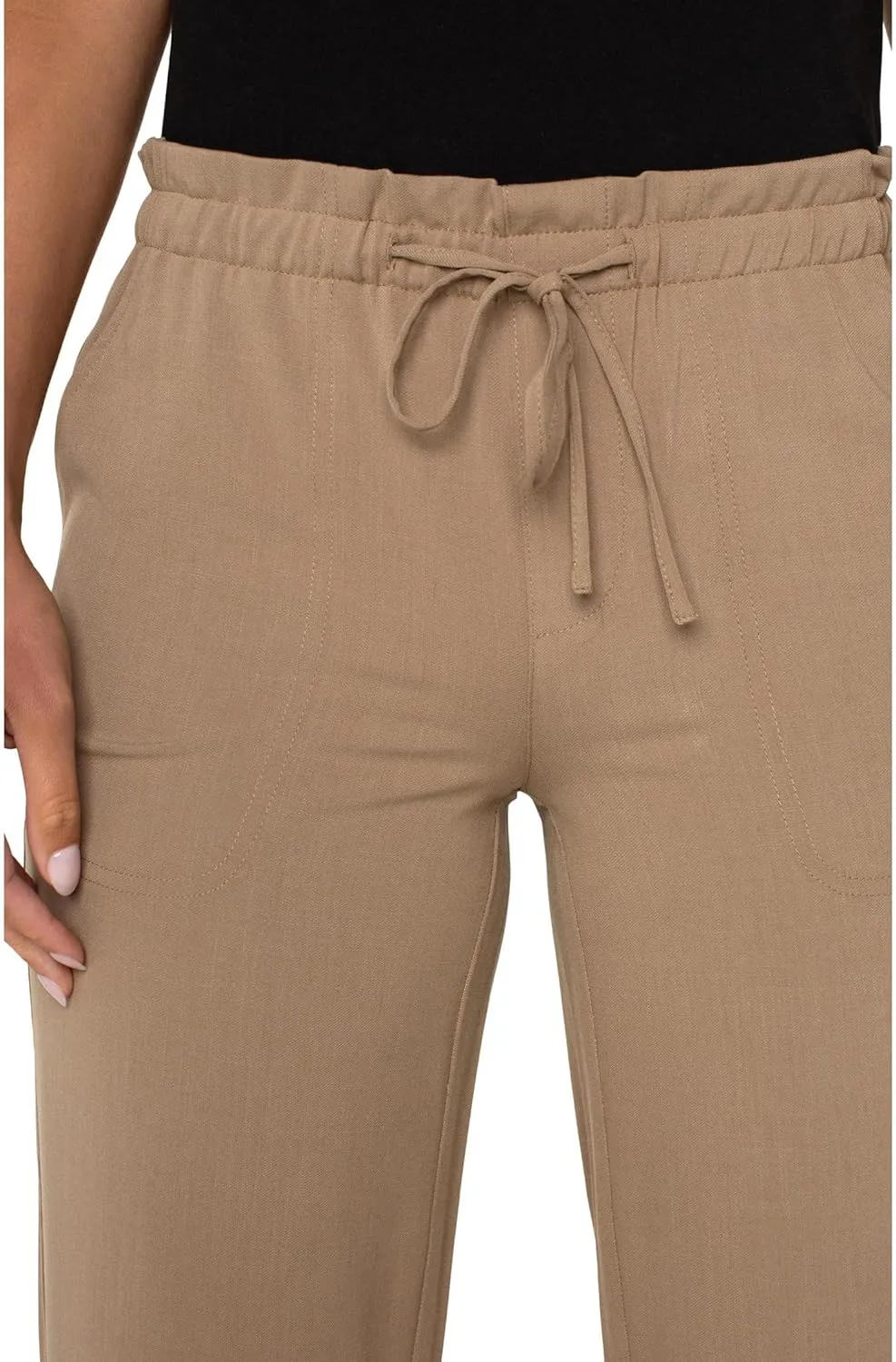 Liverpool Women's Pull on Tie Waist Wide Leg Ankle Pant 26"