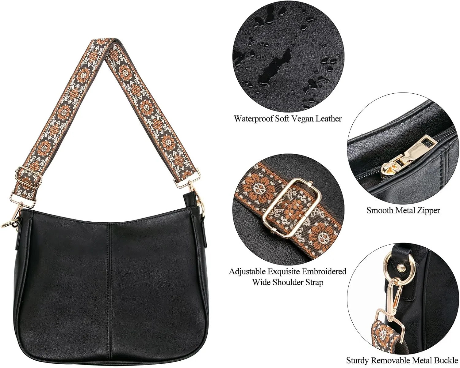 Long Keeper Crossbody HandBags - Women Trendy Hobo Bag with Guitar Strap Casual Vegan Leather Shoulder Bag Purses