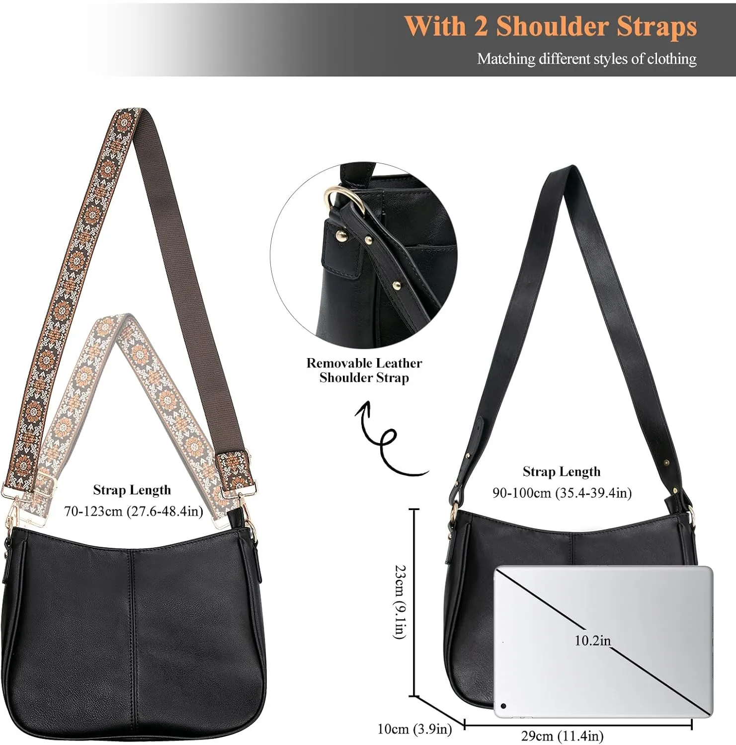 Long Keeper Crossbody HandBags - Women Trendy Hobo Bag with Guitar Strap Casual Vegan Leather Shoulder Bag Purses
