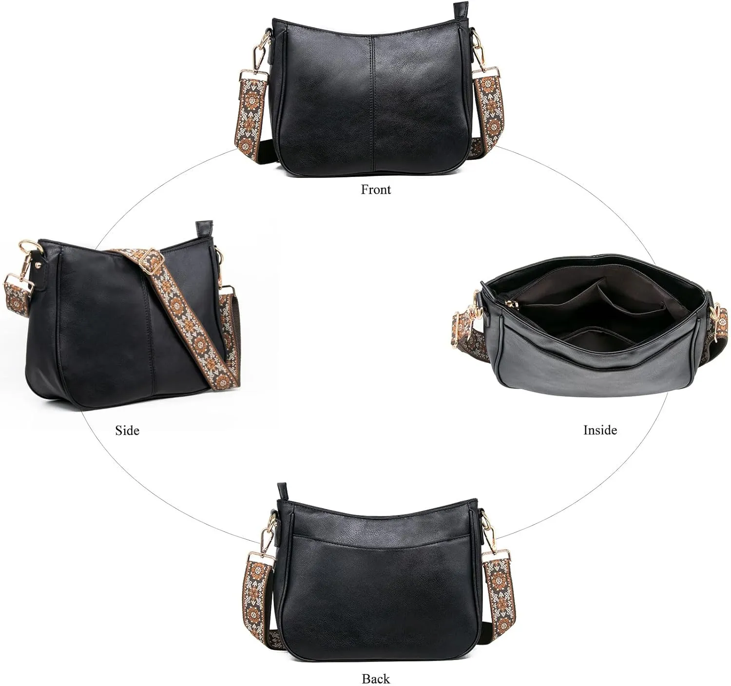 Long Keeper Crossbody HandBags - Women Trendy Hobo Bag with Guitar Strap Casual Vegan Leather Shoulder Bag Purses