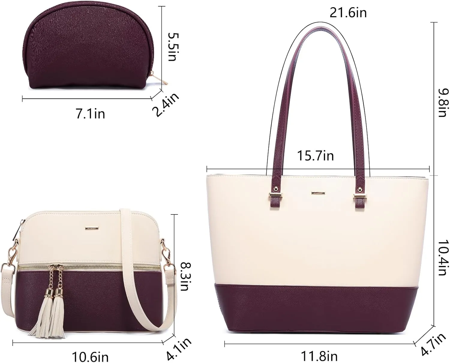 LOVEVOOK Handbags for Women Shoulder Bags Tote Satchel Hobo 3pcs Purse Set