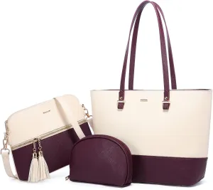 LOVEVOOK Handbags for Women Shoulder Bags Tote Satchel Hobo 3pcs Purse Set