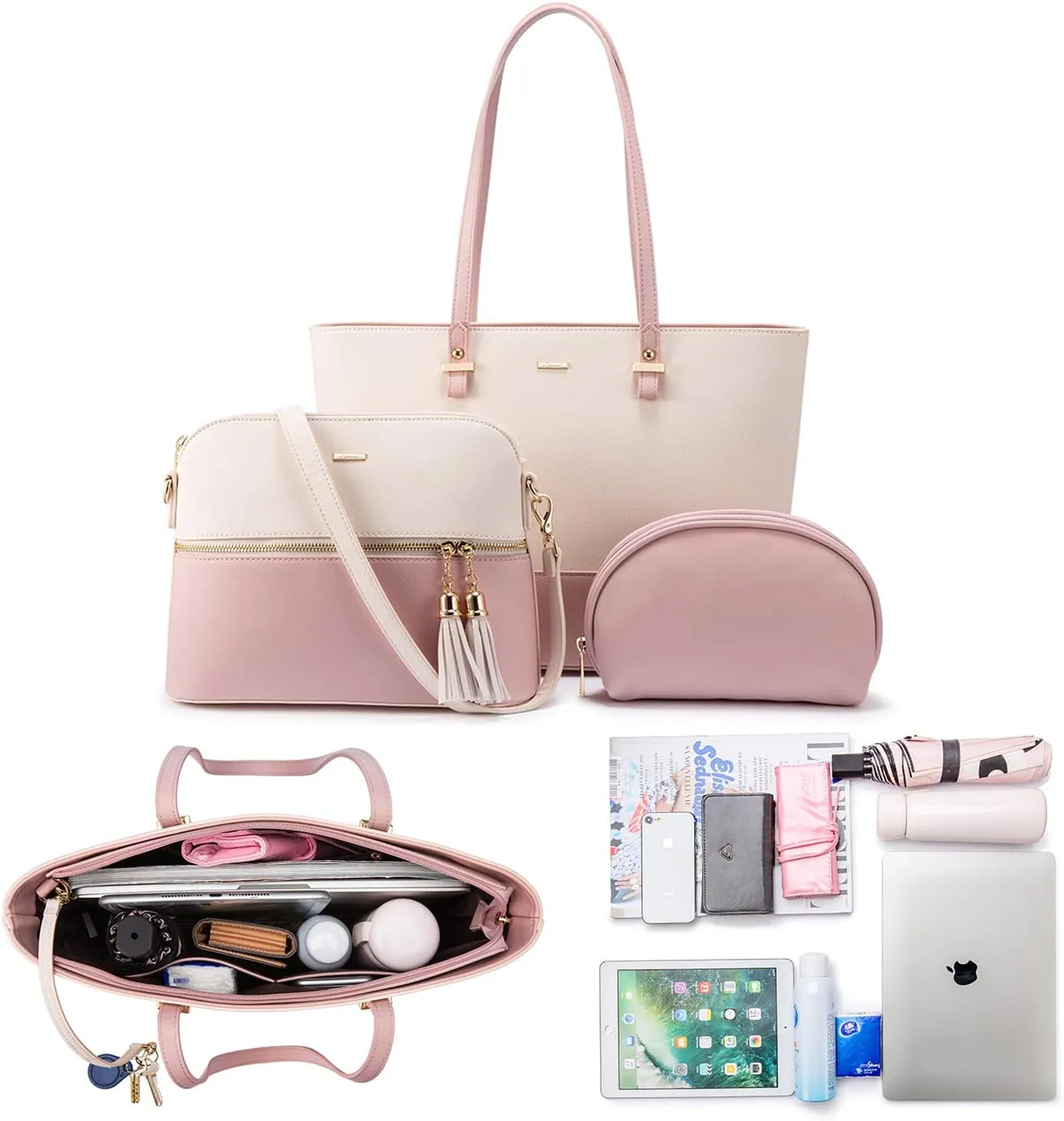 LOVEVOOK Handbags for Women Shoulder Bags Tote Satchel Hobo 3pcs Purse Set