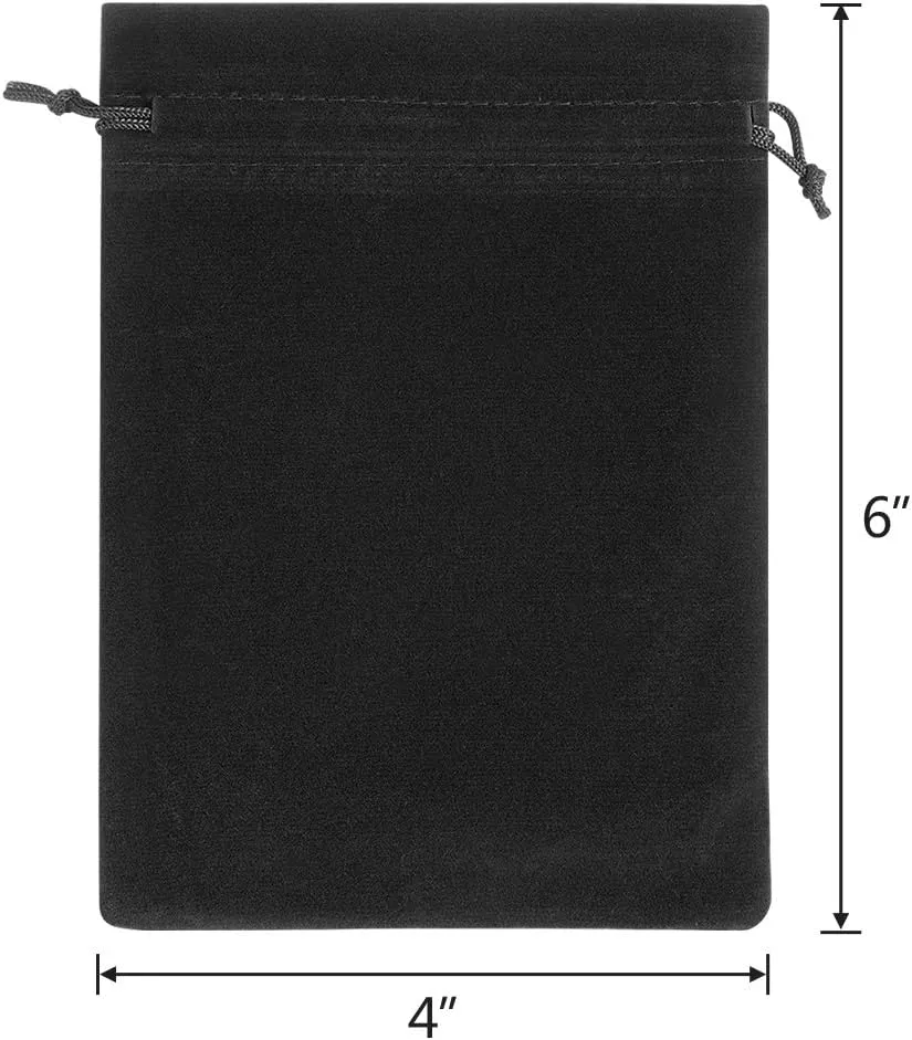 Lucky Monet 25/50/100PCS Velvet Drawstring Bags Jewelry Pouches for Christmas Birthday Party Wedding Favors Gift Candy Headphones Art and DIY Craft (50Pcs, Black, 4” x 6”)