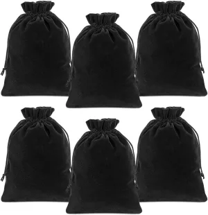 Lucky Monet 25/50/100PCS Velvet Drawstring Bags Jewelry Pouches for Christmas Birthday Party Wedding Favors Gift Candy Headphones Art and DIY Craft (50Pcs, Black, 4” x 6”)