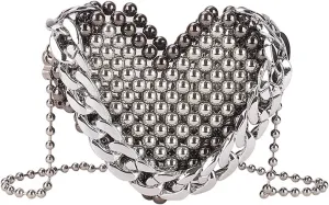 Luxury Pearl Bag Chain Bag Purse Ladies Beaded Cross Body Shoulder Bag Handmade Bags Women's Clutches for Wedding Party Bridal Party Gifts for Girls Women 08