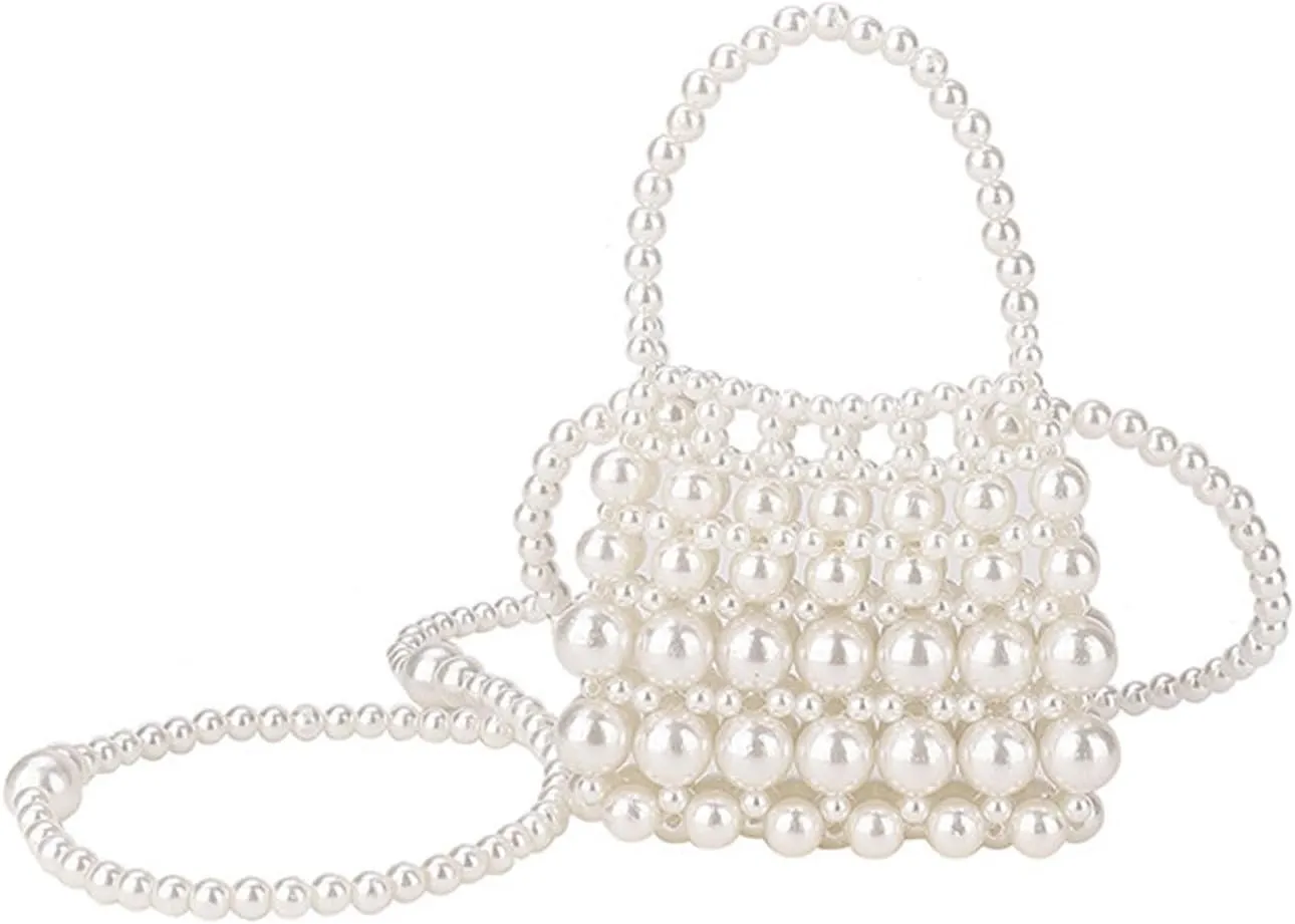 Luxury Pearl Bag Chain Bag Purse Ladies Beaded Cross Body Shoulder Bag Handmade Bags Women's Clutches for Wedding Party Bridal Party Gifts for Girls Women 10