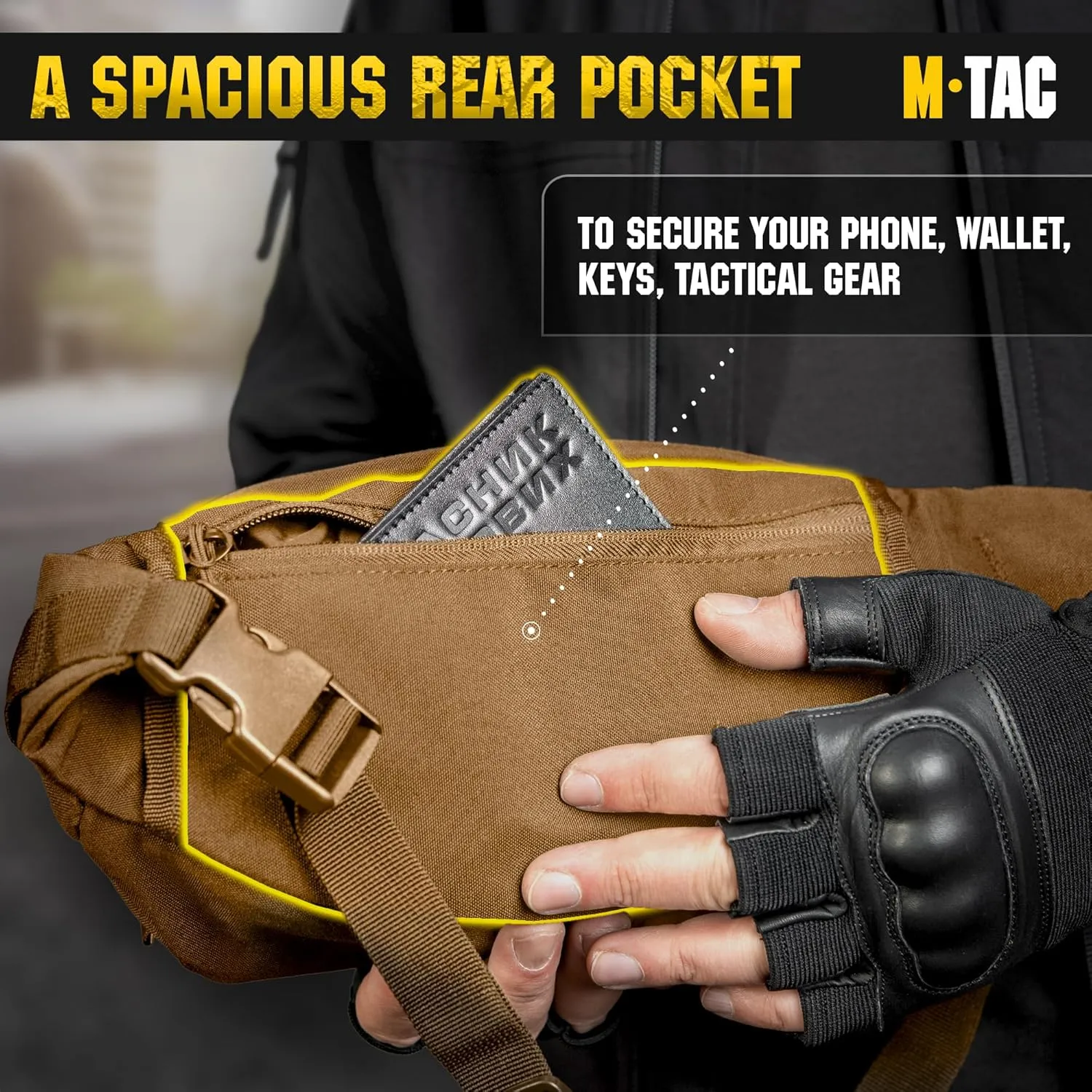 M-Tac Tactical Fanny Pack for Men - Large Companion Waist Bag - Coyote Cross Body Belt Bag for EDC - Waist Pack