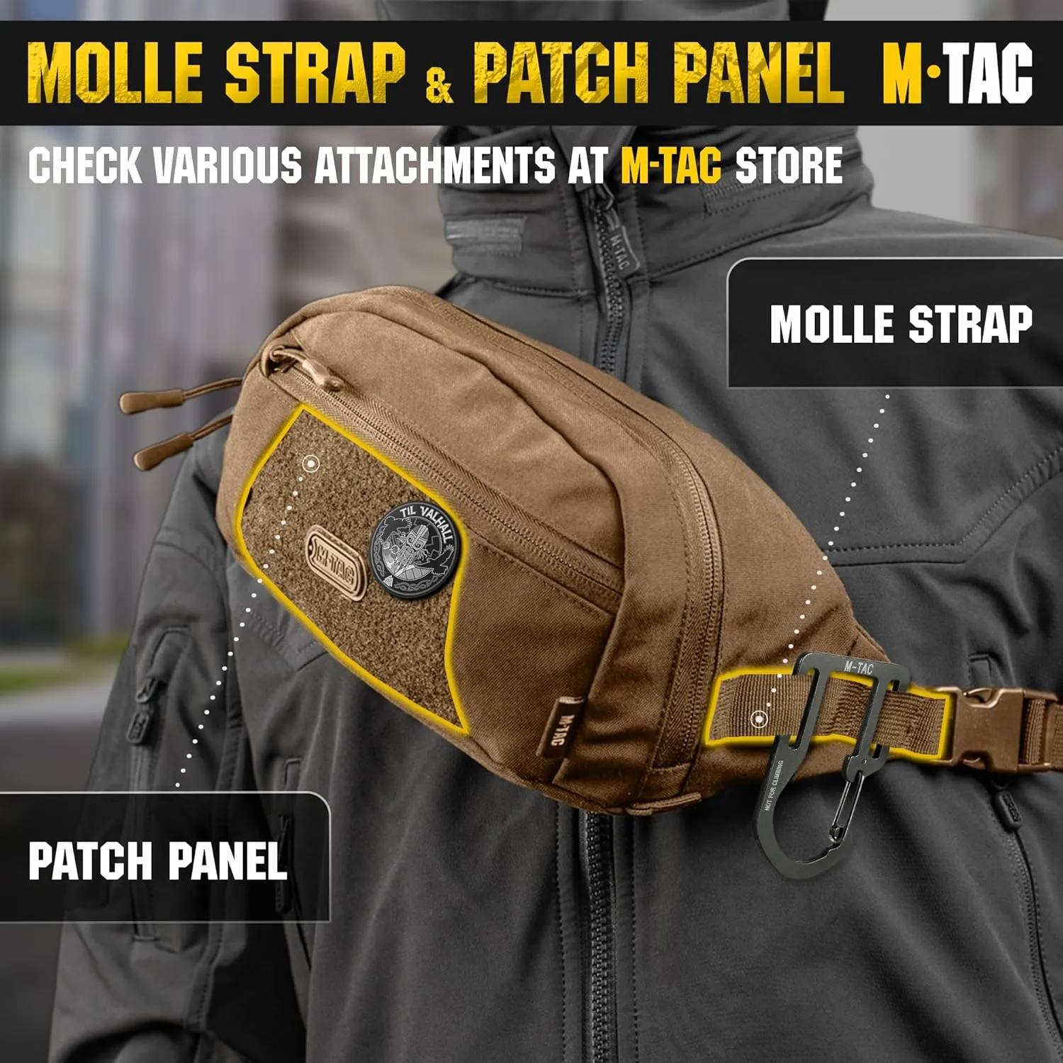 M-Tac Tactical Fanny Pack for Men - Large Companion Waist Bag - Coyote Cross Body Belt Bag for EDC - Waist Pack