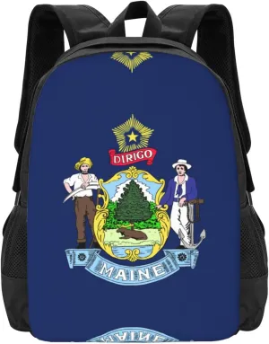 Maine State Flag Print Personal Item Travel Bag,Perfect Travel Backpack Carry On Flight Approved Laptop Backpack