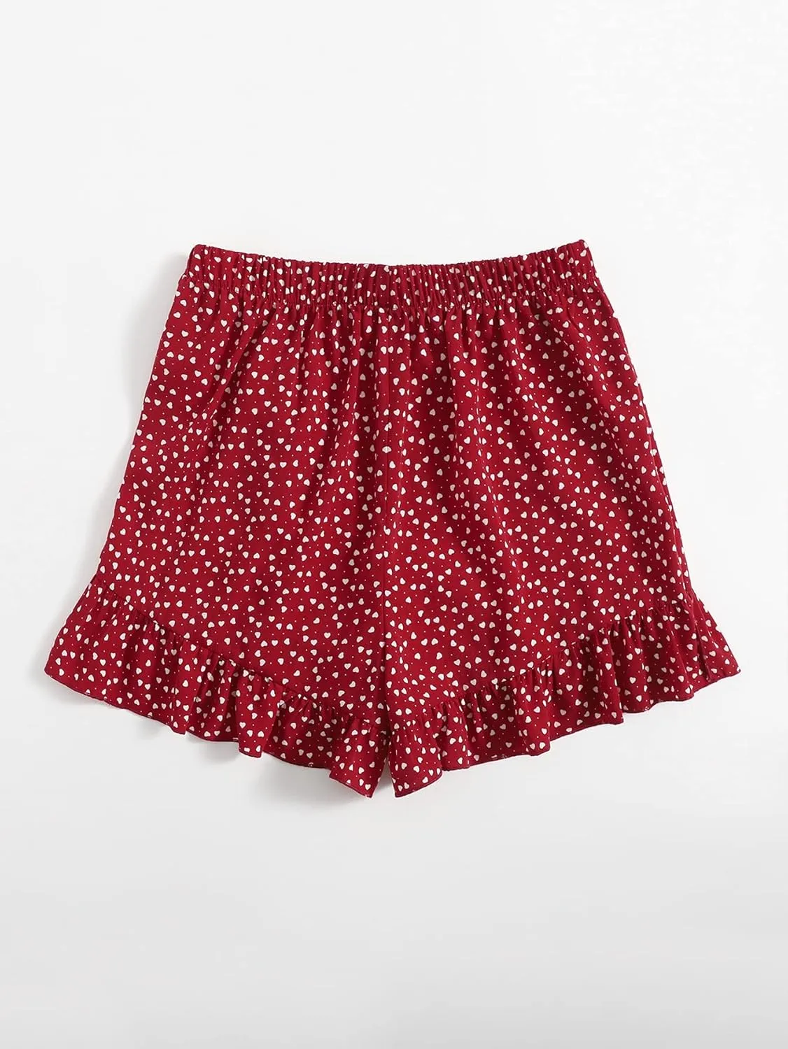 MakeMeChic Women's Boho Floral Print Elastic Waist Ruffle Wrap Tie Skorts Skirt Skorts