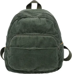 Makukke Small Corduroy Backpack Purse for Women - Vintage Mini Fashion Casual Aesthetic Backpack, Green