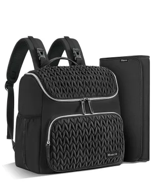 Mancro Small Diaper Bag Backpack, Stylish Mini Diaper Bag with Changing Pad, Waterproof Baby Bags with Insulated Pockets & Stroller Straps, Baby Backpack Travel Bags for New Parents, Black