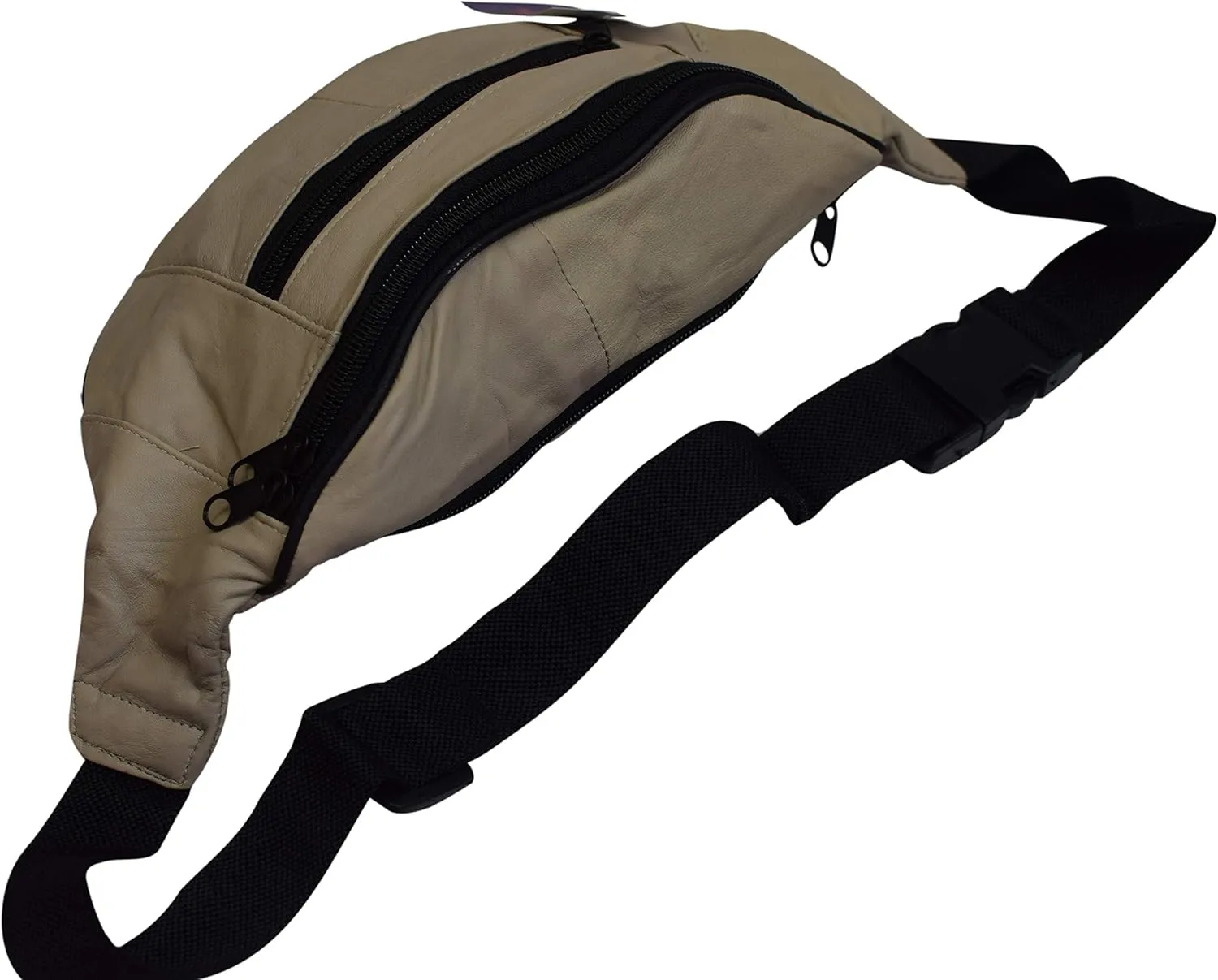 MARSHAL Mens Womens Genuine Leather Fanny Pack Pouch Waist Bag Slim Design Hiking Camping Outdoors Traveling (Cream)