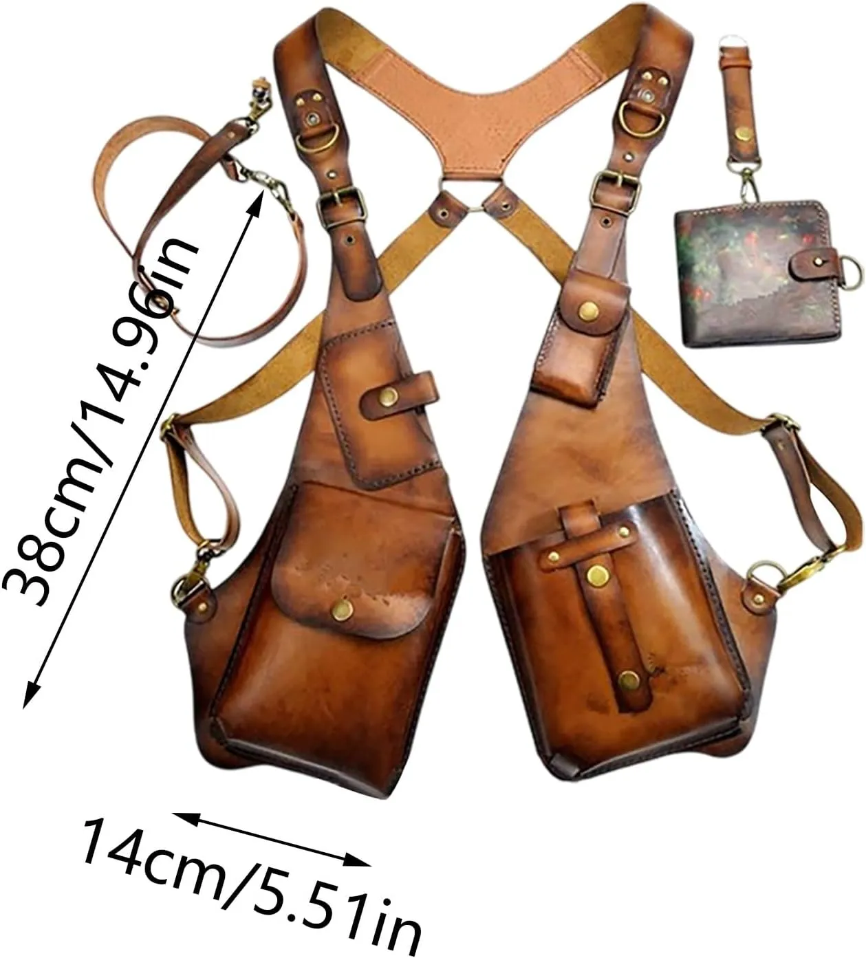 Men Anti Underarm Shoulder Bag Adjustable PU Leather Strap Wallet Bag Phone Bag,Suspenders Underarm Satchel Vest
