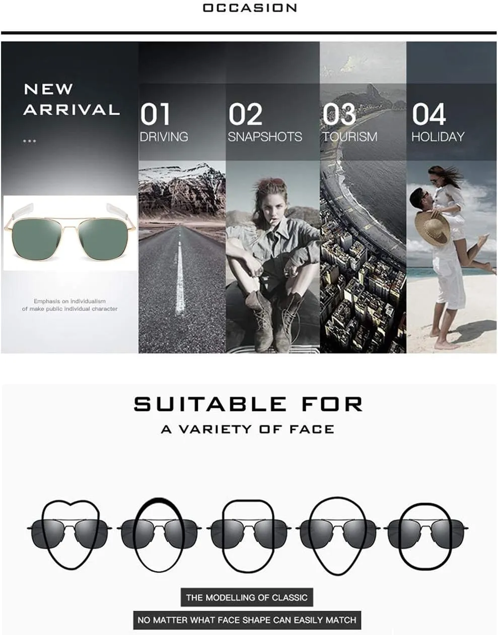 Men's Aviator Sunglasses American Army Military Pilot Polarized Sunglasses Bayonet Temples