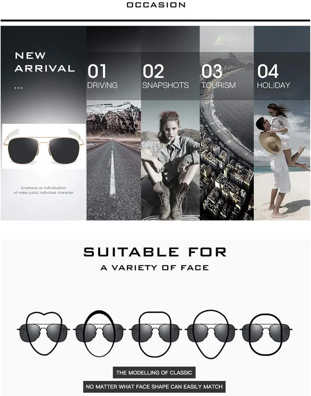 Men's Aviator Sunglasses American Army Military Pilot Polarized Sunglasses Bayonet Temples