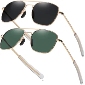 Men's Aviator Sunglasses American Army Military Pilot Polarized Sunglasses Bayonet Temples