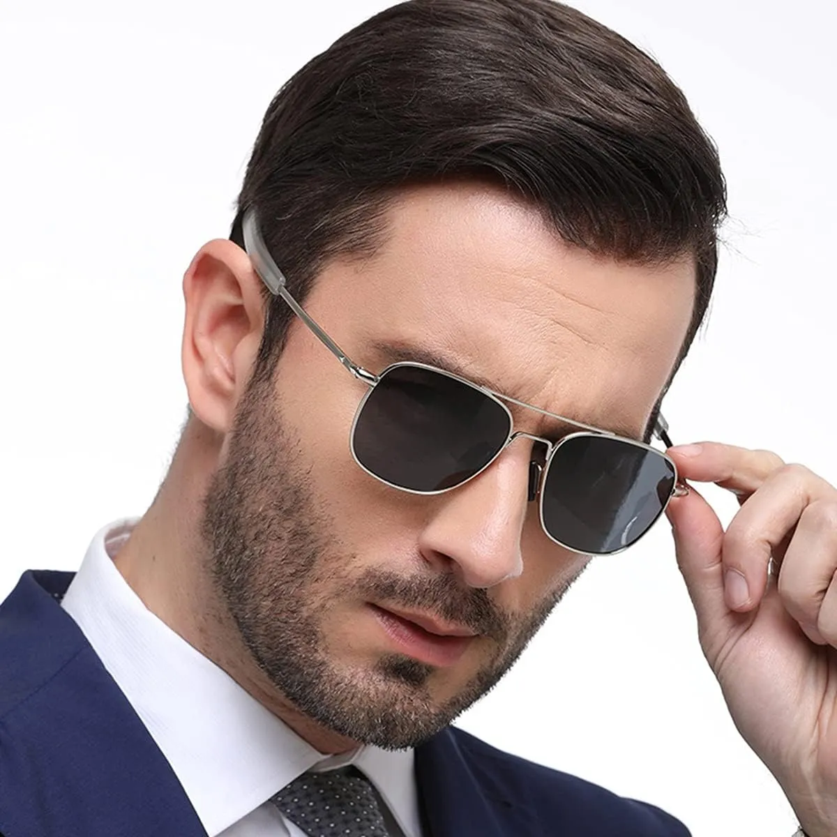 Men's Aviator Sunglasses American Army Military Pilot Polarized Sunglasses Bayonet Temples