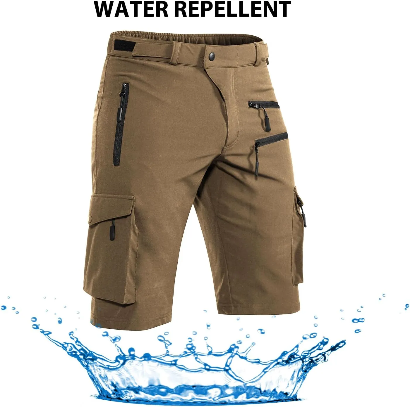 Men's Mountain Bike Shorts Stretch Hiking Cargo Shorts Quick Dry with Zipper Pocket for Bicycle Cycling Casual Golf