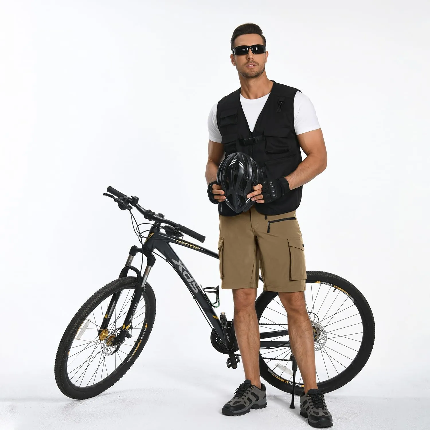Men's Mountain Bike Shorts Stretch Hiking Cargo Shorts Quick Dry with Zipper Pocket for Bicycle Cycling Casual Golf