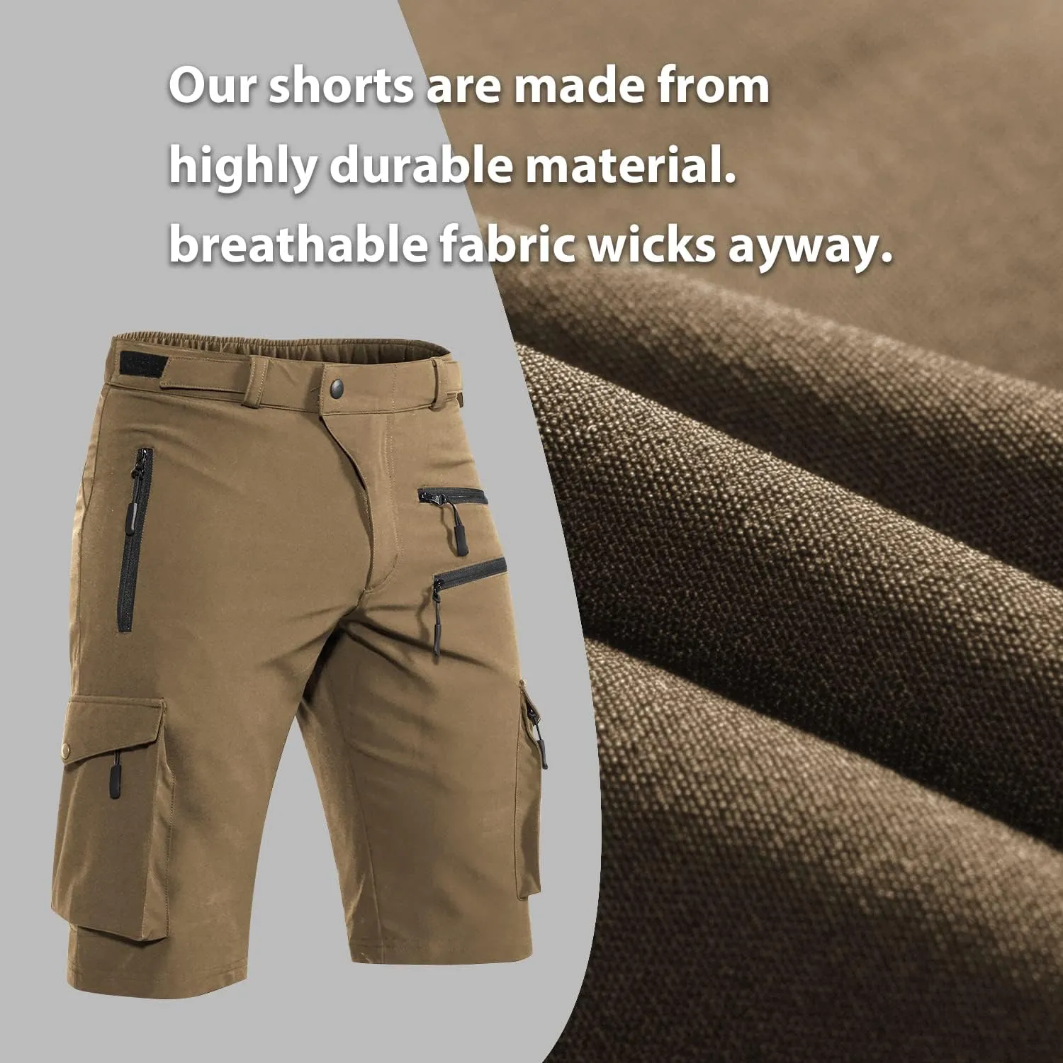 Men's Mountain Bike Shorts Stretch Hiking Cargo Shorts Quick Dry with Zipper Pocket for Bicycle Cycling Casual Golf