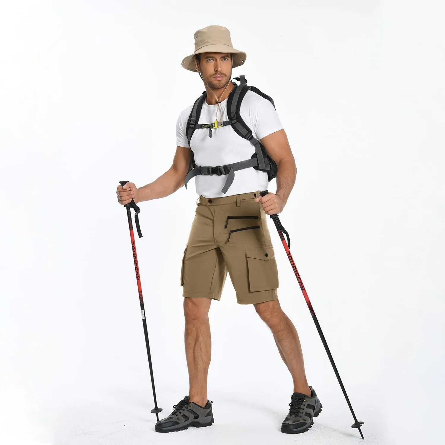 Men's Mountain Bike Shorts Stretch Hiking Cargo Shorts Quick Dry with Zipper Pocket for Bicycle Cycling Casual Golf