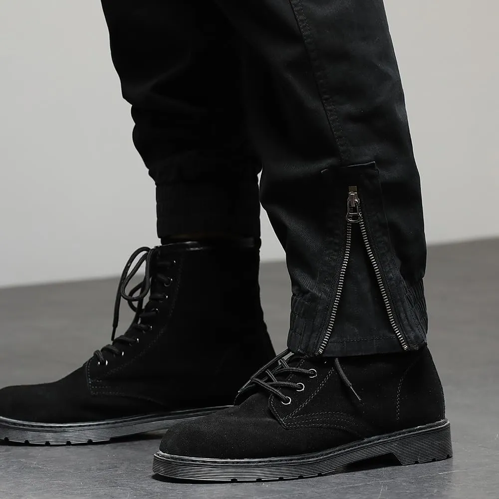 Men's Regular Fit Cargo Pants Drawstring Cotton Multi Pockets Tactical Pants