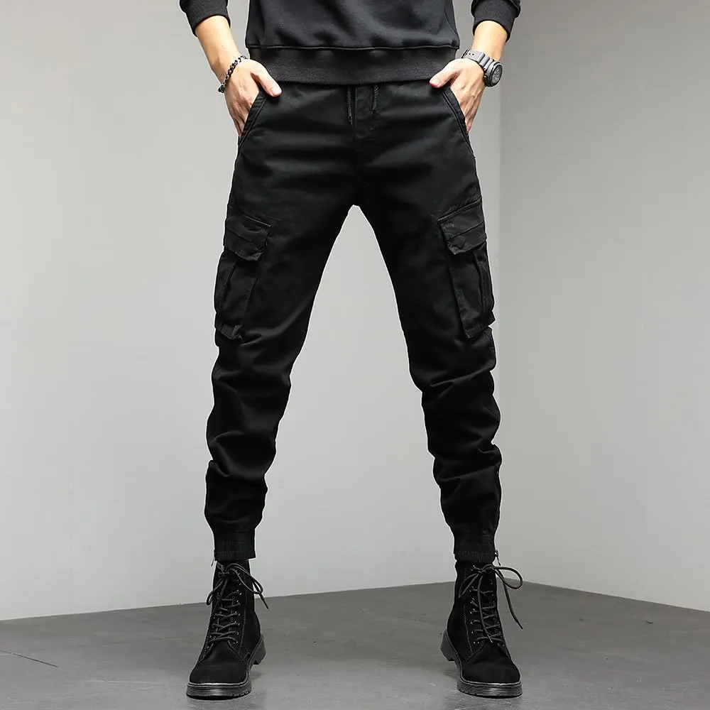 Men's Regular Fit Cargo Pants Drawstring Cotton Multi Pockets Tactical Pants