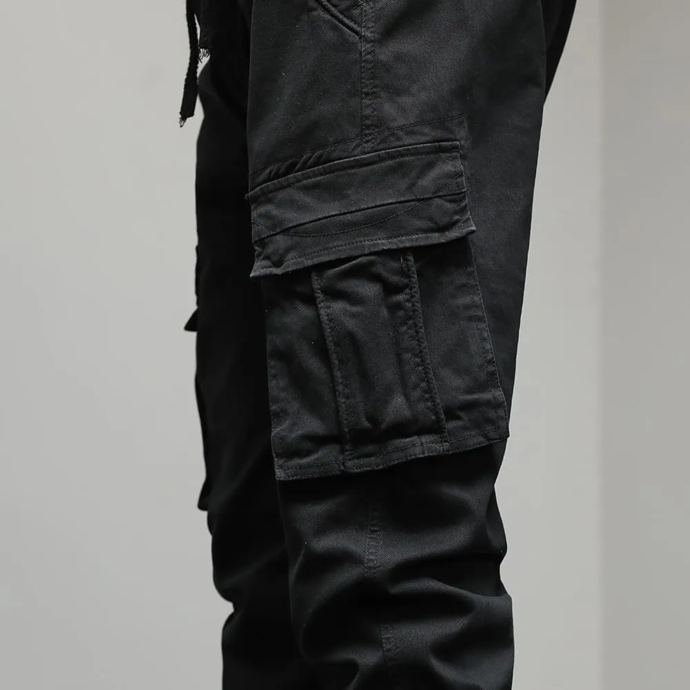 Men's Regular Fit Cargo Pants Drawstring Cotton Multi Pockets Tactical Pants