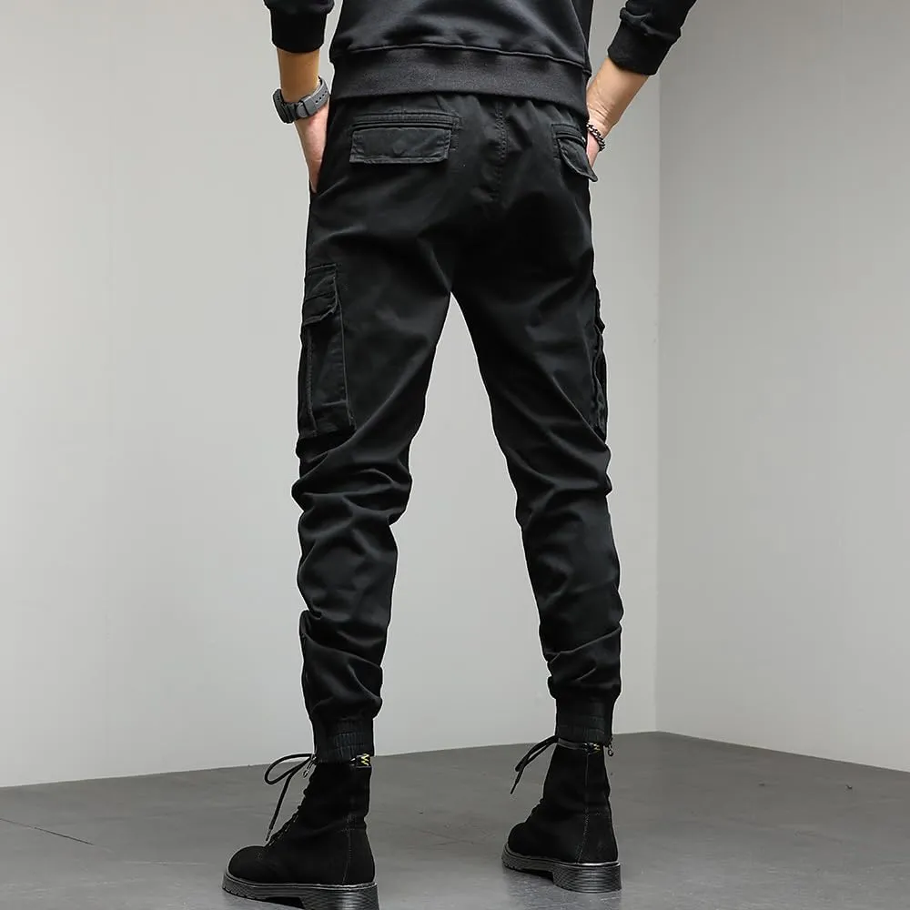 Men's Regular Fit Cargo Pants Drawstring Cotton Multi Pockets Tactical Pants