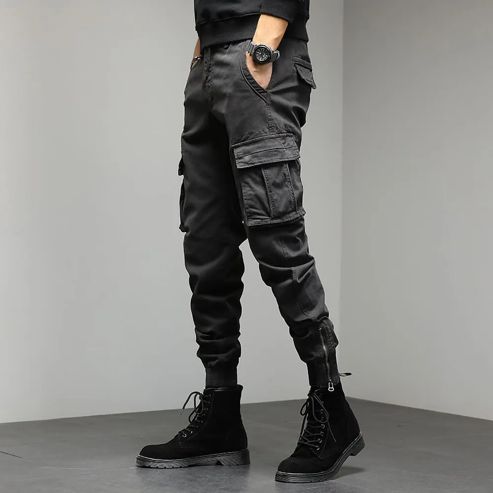 Men's Regular Fit Cargo Pants Drawstring Cotton Multi Pockets Tactical Pants