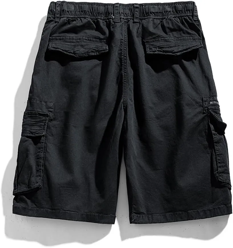 Men's Regular Fit Military Cargo Shorts Summer Drawstring Zipper Pockets Work Shorts