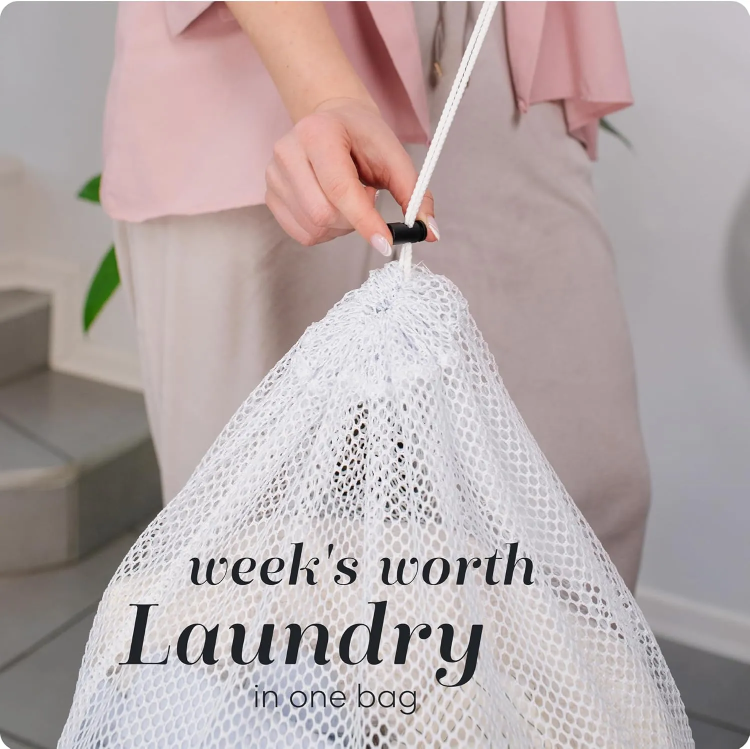 Mesh XL Laundry Bags - Pack of 2 - Large 24" x 36" - Durable, Machine Washable with Secure Drawstring Closure - Perfect for College Dorms, Laundromats, Apartments (White)