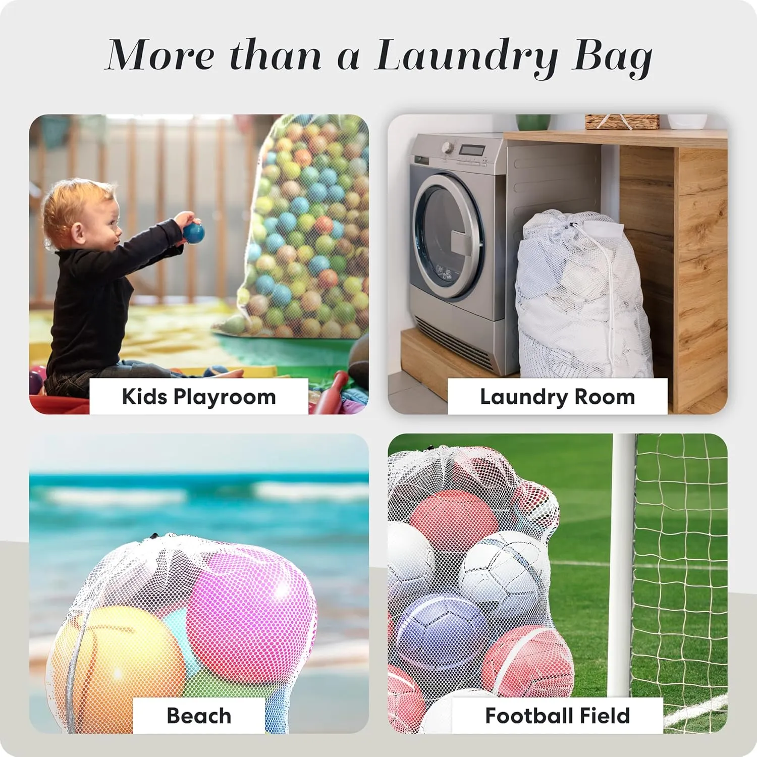 Mesh XL Laundry Bags - Pack of 2 - Large 24" x 36" - Durable, Machine Washable with Secure Drawstring Closure - Perfect for College Dorms, Laundromats, Apartments (White)