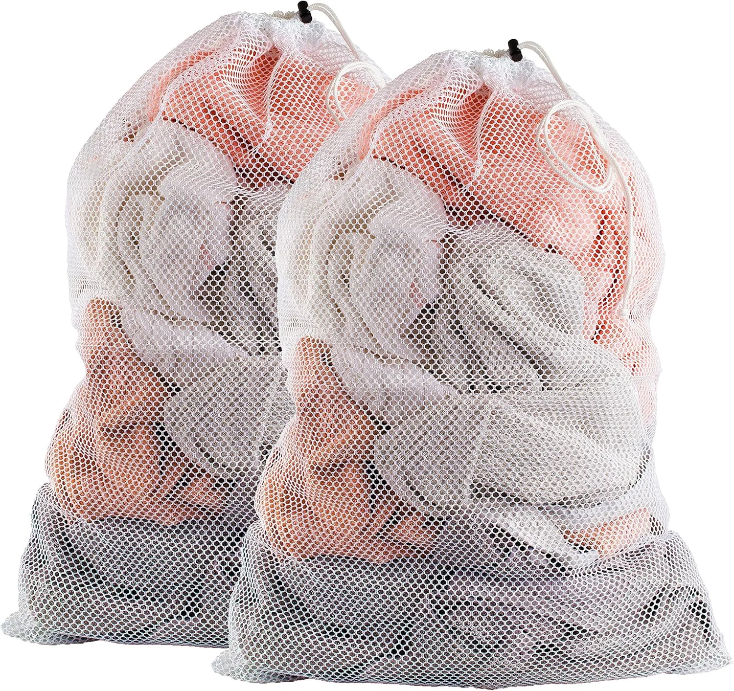 Mesh XL Laundry Bags - Pack of 2 - Large 24" x 36" - Durable, Machine Washable with Secure Drawstring Closure - Perfect for College Dorms, Laundromats, Apartments (White)