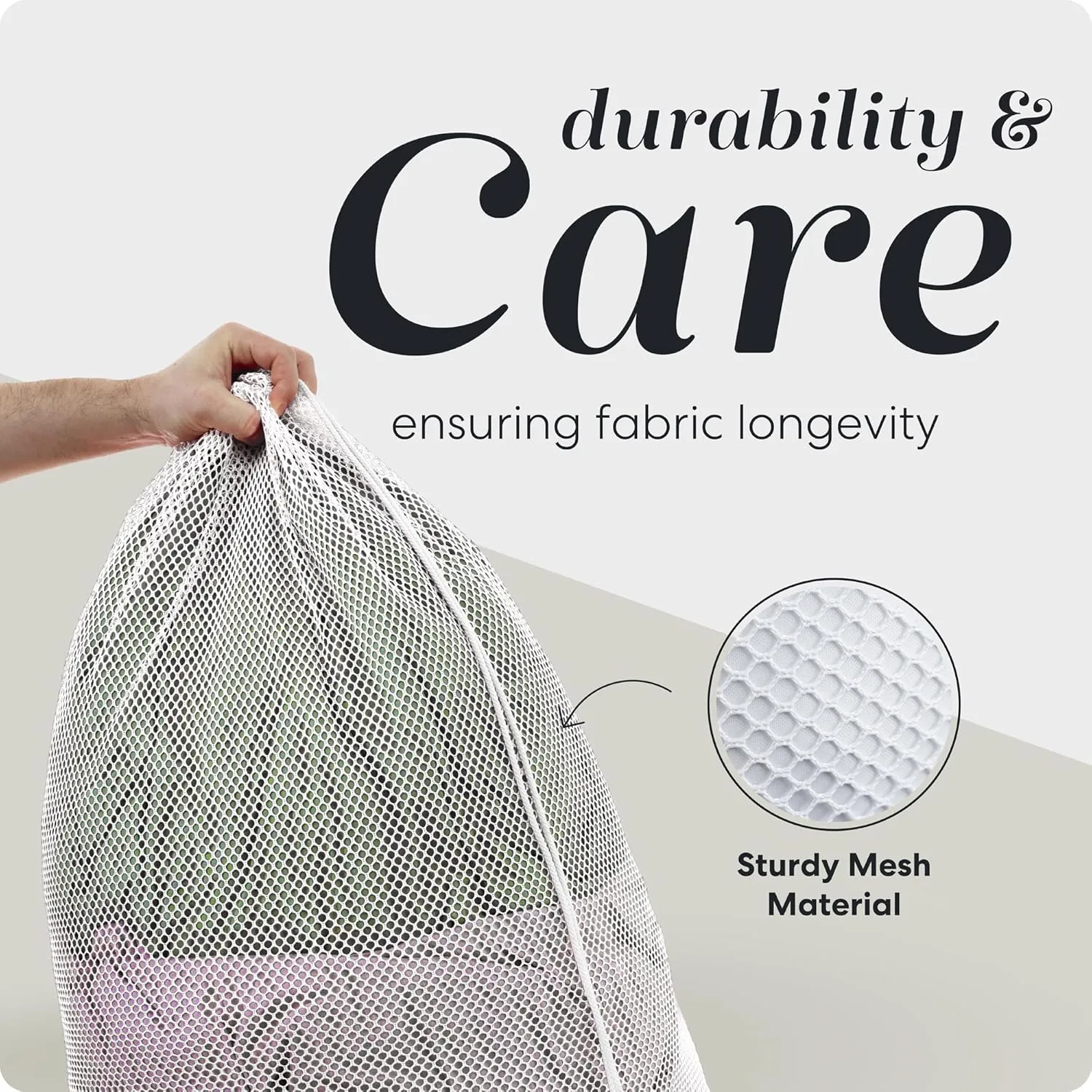 Mesh XL Laundry Bags - Pack of 2 - Large 24" x 36" - Durable, Machine Washable with Secure Drawstring Closure - Perfect for College Dorms, Laundromats, Apartments (White)