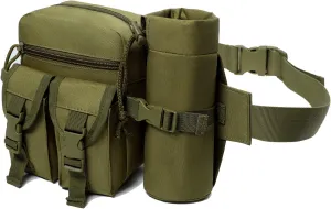 Metal Detecting Dig Pouch, Find Bag, Waist Bag with Water Bottle Pouch, for Outdoor Metal Detector Accessory (Green)