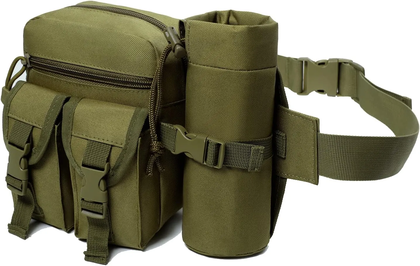 Metal Detecting Dig Pouch, Find Bag, Waist Bag with Water Bottle Pouch, for Outdoor Metal Detector Accessory (Green)