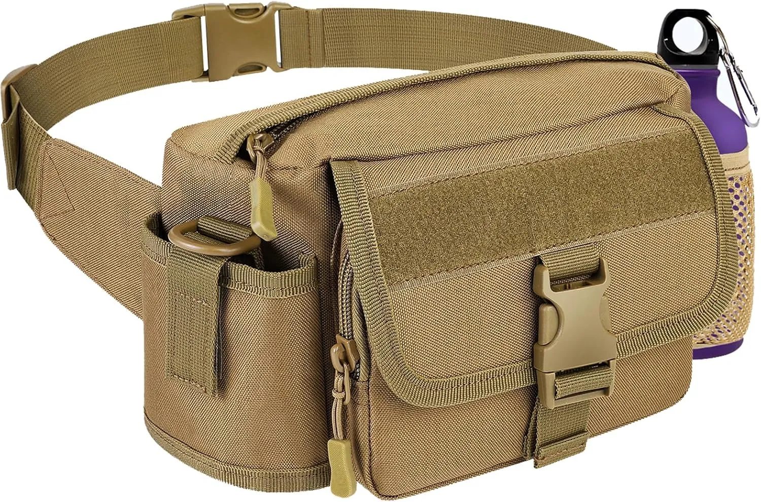 Metal Detecting Waist Bag with Kettle Sleeve Elastic Net，Portable Find bag, Waterproof Metal Detector Tool Bag, for Outdoor Metal Detector Accessory (Tan)