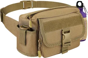Metal Detecting Waist Bag with Kettle Sleeve Elastic Net，Portable Find bag, Waterproof Metal Detector Tool Bag, for Outdoor Metal Detector Accessory (Tan)