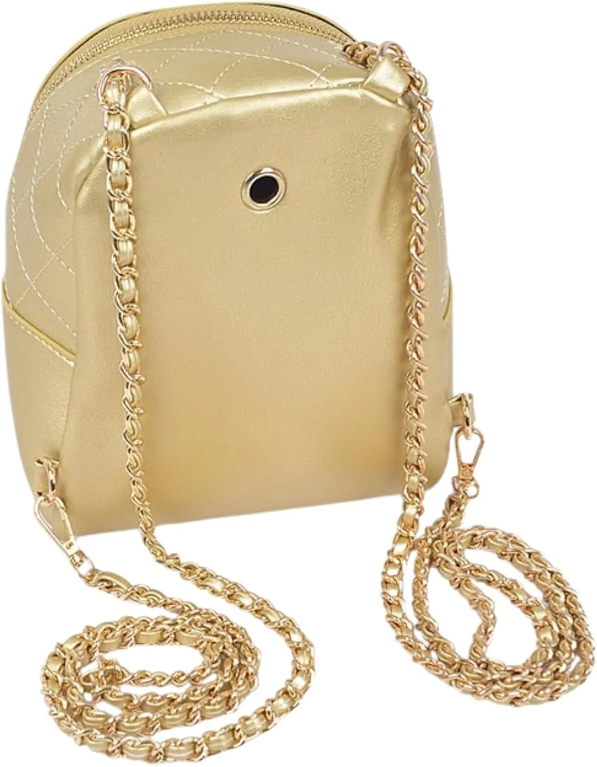 Metallic Pastel Quilted Mini Convertible Fashion Backpack PU Leather Small Shoulder Bag Purse for Women, Teens, Girls (Gold, Mini)