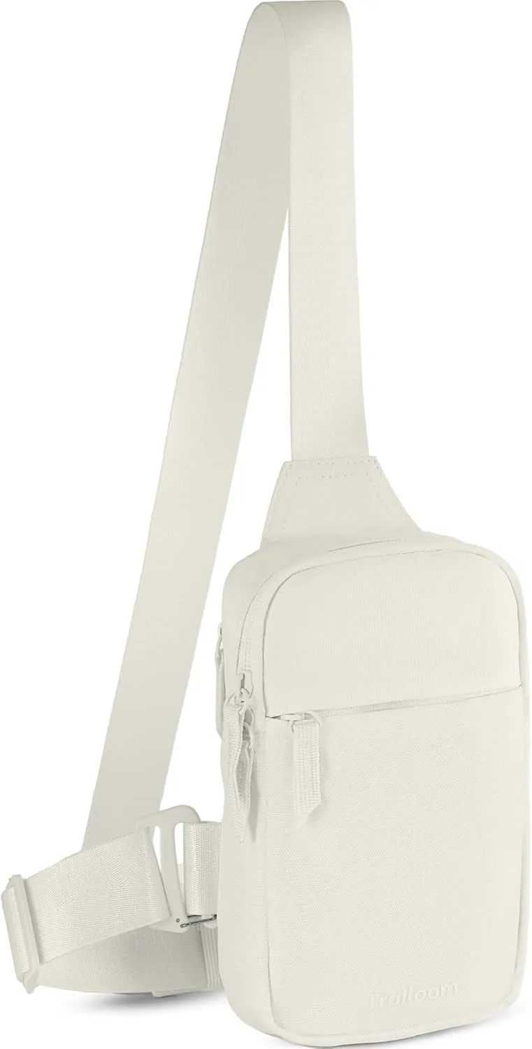 Mini Sling Bag Crossbody Fanny Pack Men & Women - Switchable Strap, RFID Blocking, Water-Repellent,Hidden Pocket - Chest Purse for Travel, EDC, Phone Holder, Small Shoulder pouch (Beige)
