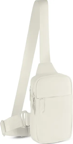 Mini Sling Bag Crossbody Fanny Pack Men & Women - Switchable Strap, RFID Blocking, Water-Repellent,Hidden Pocket - Chest Purse for Travel, EDC, Phone Holder, Small Shoulder pouch (Beige)