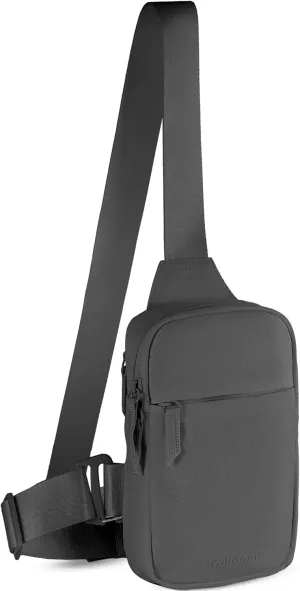 Mini Sling Bag Crossbody Fanny Pack Men & Women - Switchable Strap, RFID Blocking, Water-Repellent,Hidden Pocket - Chest Purse for Travel, EDC, Phone Holder, Small Shoulder pouch (Gray)