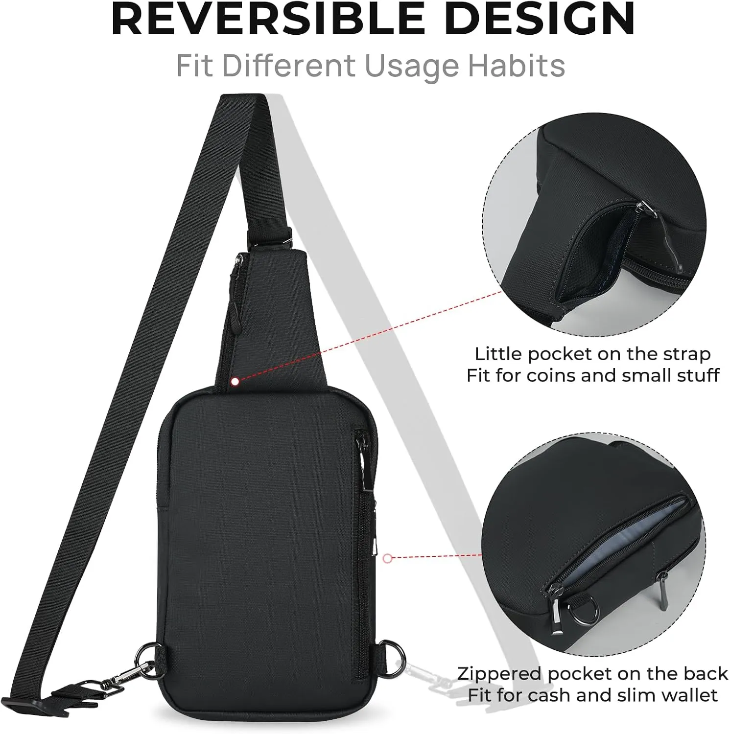 Mini Sling Bag for Women Men, Crossbody Bags Chest Bag Dual Pocket RFID Cell Phone Purse Travel Running Walking
