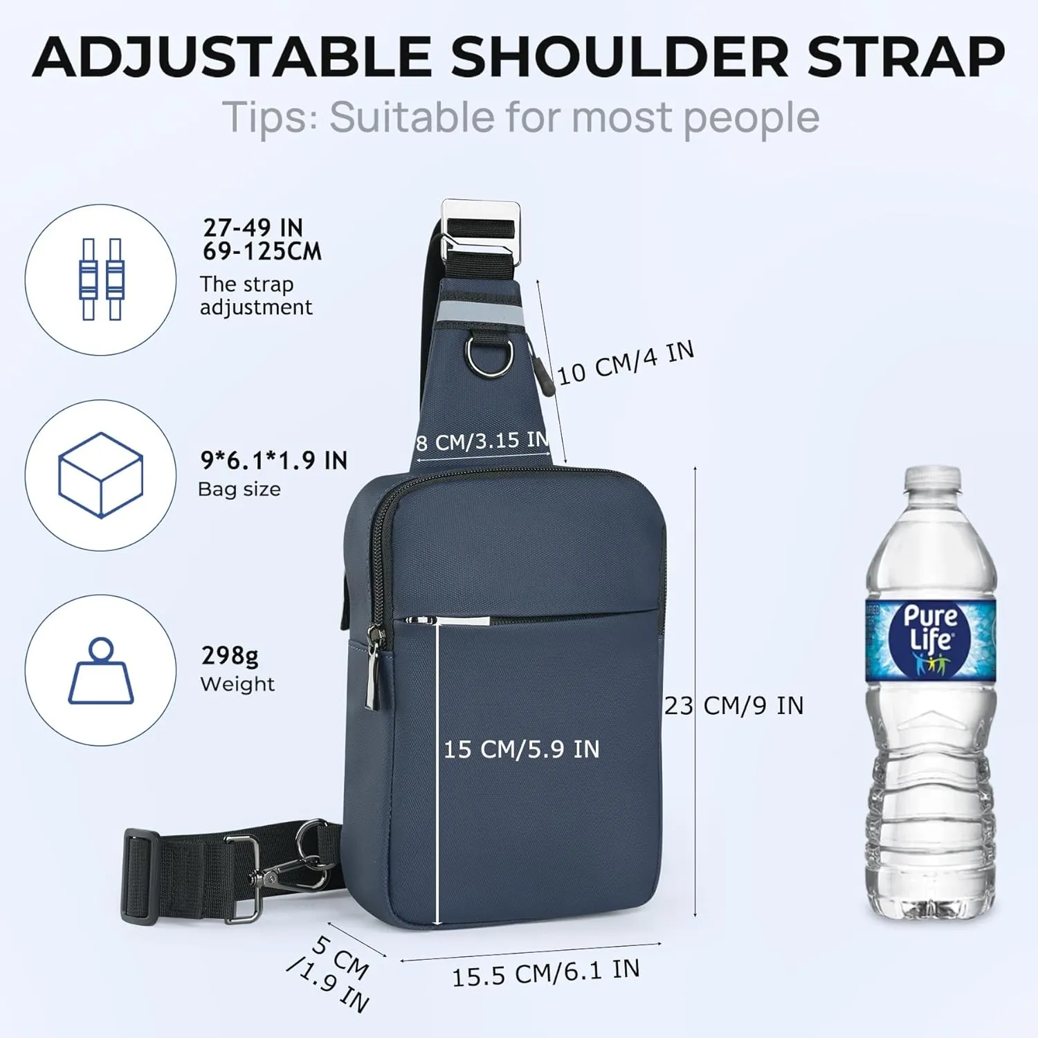 Mini Sling Bag for Women Men, Crossbody Bags Chest Bag Dual Pocket RFID Cell Phone Purse Travel Running Walking