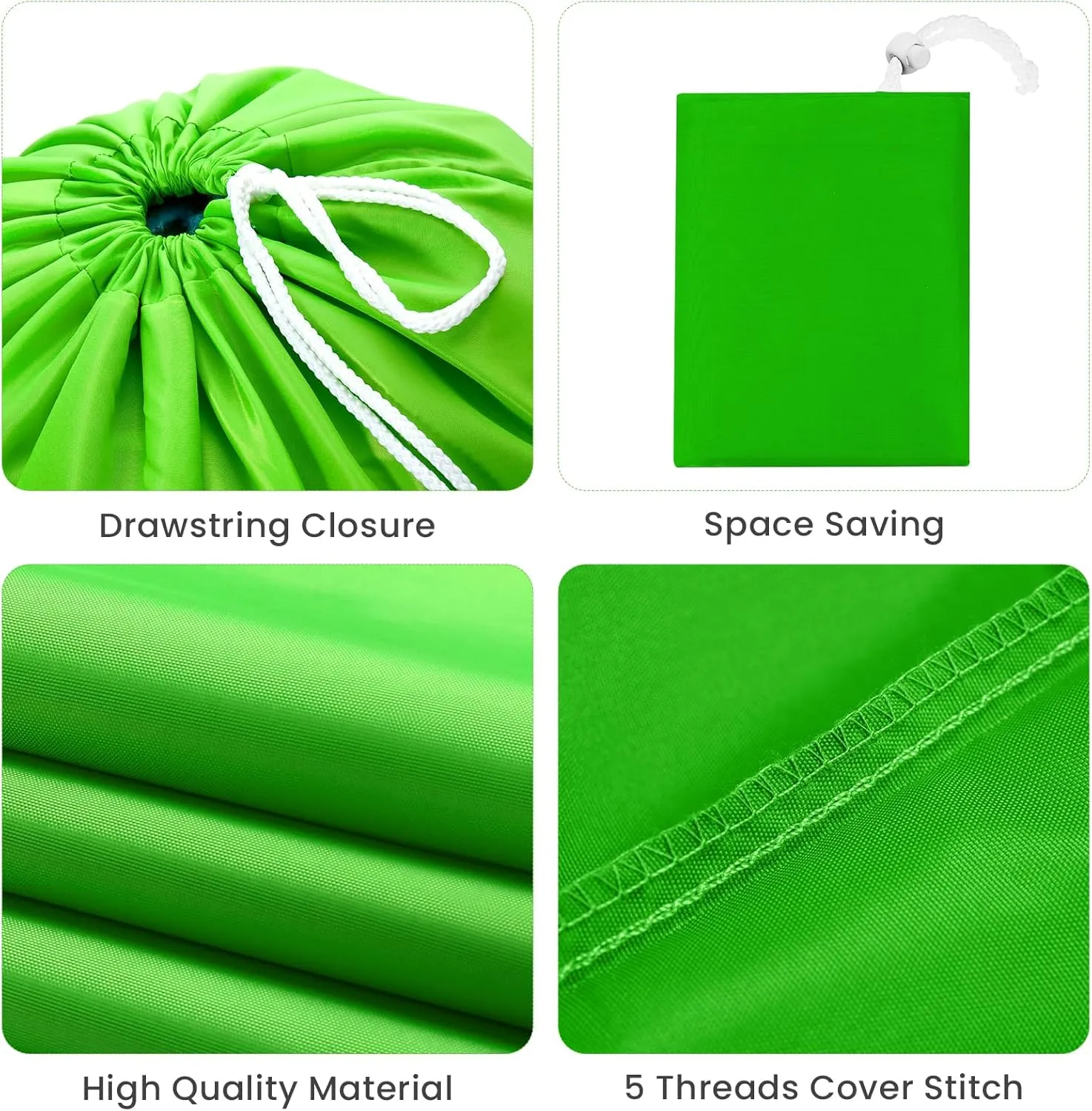 Miss Promation Travel Laundry Bag, Nylon Laundry Bag-Machine Washable Dirty Clothes Organizer with Drawstring，Easy Fit a Laundry Hamper or Basket 28" x 38" (Grass Green)