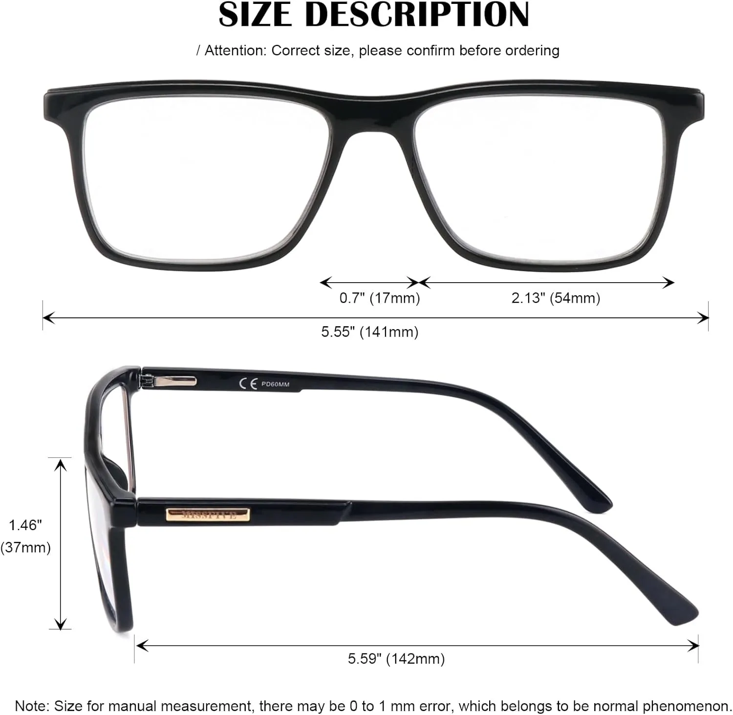 Missfive 2 Pack Multifocus Progressive Reading Glasses - Blue Light Blocking Anti UV/Eye Strain Multifocal Readers, Durable Metal Spring Hinge Stylish Eyewear for Near Workspace,1.25x